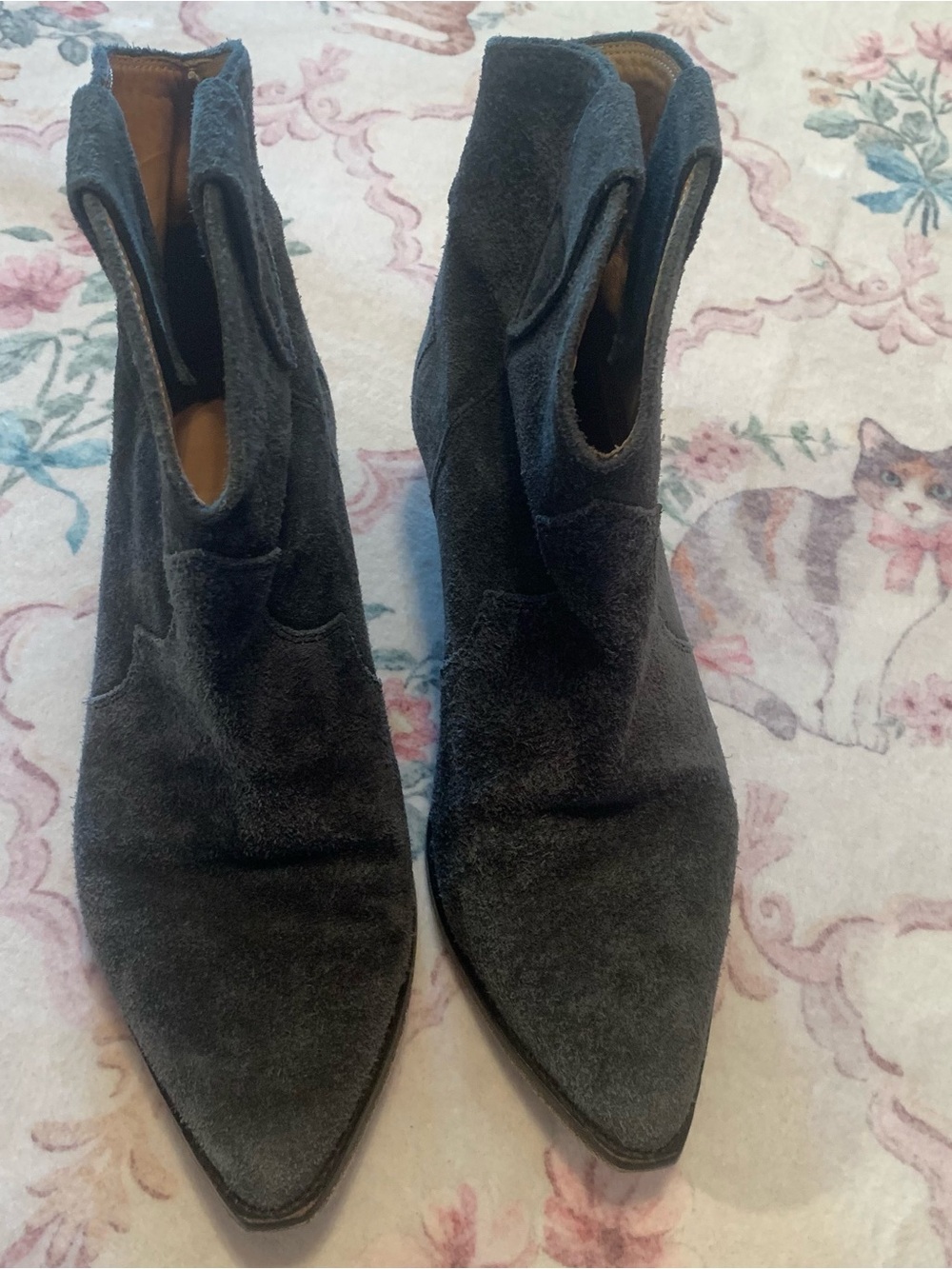 ISABEL MARANT Black Suede Western Ankle Boots - Picture 2 of 8